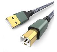 Sinoacc Câble d'imprimante USB A vers USB B 480 Mbit/s en nylon tressé haut débit compatible avec clavier midi HP Canon, Dell, Epson, Brother, Piano, DAC, connecteurs plaqués or, tressé, 2 m