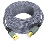 Sinoacc Câble d'imprimante USB A vers USB B 480 Mbit/s haute vitesse compatible avec HP, Canon, Dell, Epson, Brother, Lexmark, Xerox, Piano, DAC, clavier, contrôleur DJ - Prise plaquée or, 4,8 m