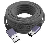 Sinoacc Câble USB A vers mini USB 2.0, vitesse de transfert 480 Mbit/s, 3 m, nylon tressé noir et blanc