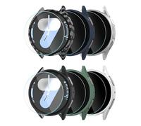 Sinoacc Lot de 6 + 6 coques de protection d'écran pour Galaxy Watch 7 de 44 mm, HD, anti-buée et anti-rayures en verre trempé 9H, étanche et anti-chocs, ensemble de coques de protection globale pour