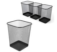 Sinoba Lot de 4 corbeilles à papier de bureau carrées en métal noir 17 l