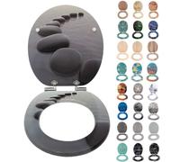 SINOBATH Abattant WC Couvercle WC en bois MDF motif imprimé sur 3 faces avec Frein de Chute pour Couvette en O Siège de Toilette