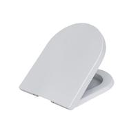 SINOBATH Siège de toilette en forme de D avec fonction de fermeture douce et charnières en acier inoxydable, montage facile par simple pression d'un bouton, blanc