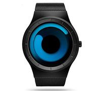 SINOBI Hommes Imperméable À l'eau Cadran en Acier Inoxydable Personnalité De Mode De Mode Montre avec Bracelet en Maille (S9659G-Black/Blue)
