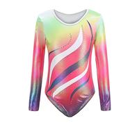 Sinoeem Justaucorps de Gymnastique Enfant Fille Classique Longues Manches Sans Manches Classique Robe Danse Tutu Ballet Costume Spectacle Dancewear 5-14 Ans (Couleur-Manches longues, 5-6 ans)