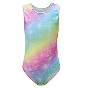 Sinoem Justaucorps de Gymnastique Fille Manches Longues Couleur Dégradé Multicolore Leotard Danse Ballet pour Enfant 3-12 Ans (7-8 ans, Coloré - sans manche)