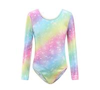 Sinoem Justaucorps de Gymnastique Fille Manches Longues Couleur Dégradé Multicolore Leotard Danse Ballet pour Enfant 3-12 Ans (9-10 Ans, Coloré - Longues Manche)