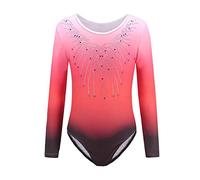 Sinoem Justaucorps de gymnastique pour enfant fille à manches longues/sans manches - Justaucorps de ballet - Justaucorps de danse - Bleu/violet/rose, 5-6 ans
