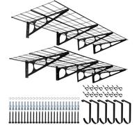 Sinoer Lot de 2 étagères de garage 2x6 pieds avec crochets, étagère murale en métal de 61 x 183 cm, rayonnages de stockage, pour magasin, remise de stockage