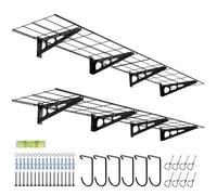 Sinoer Lot de 2 étagères de garage, de 1 x 6 m, avec crochets, en métal, de 30,5 x 18,7 cm, pour magasin, abri de jardin, rangement de garage