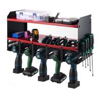 Sinoer Organisateur d’outils électriques, porte-perceuse à 3 couches avec 5 fentes et 2 étagères inférieures solides, support de rangement pour outils électriques pour garage, maison, remise