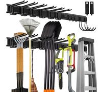 Sinoer Panier mural de gestion d'outils de garage, support métallique pour outils de jardin, rangement outils，range outils de jardin，accroche balai ，support outils mural，64 pouces 12 crochets