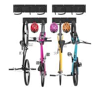 Sinoer Porte-vélos mural, support mural pour 4 vélos + 3 casques, accroche-vélos mural robuste, crochet à vélos en acier massif, pied à vélos à monter au mur pour garage - avec 2 rails