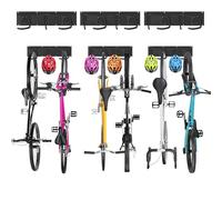 Sinoer support mural pour vélos,porte velo，rangement garage， support mural pour 6 vélos et 5 casques, crochet mural résistant en acier massif, 3 rails de 16 pouces