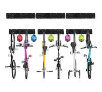 Sinoer support mural pour vélos,porte velo，rangement garage， support mural pour 6 vélos et 5 casques, crochet mural résistant en acier massif, 3 rails de 20 pouces.