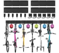 Sinoer support mural pour vélos,porte velo，rangement garage， support mural pour 6 vélos et 6 casques, crochet mural résistant en acier massif, 4 rails de 16 pouces.