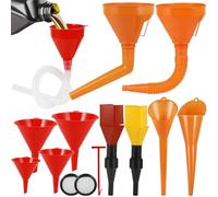Sinofort 11 Pièces Entonnoir Essence, Universel Entonnoir Carburant, Entonnoir Huile Moteur en Plastique, avec Bec Détachable et Entonnoirs à Longue pour Moto Voiture Automobile, Rouge/Orange/Noir