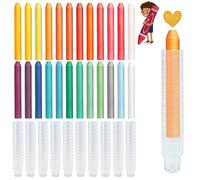 Sinofort 24 Pièces Craie Pour Tableau Noir Craies Couleur | Craies Extérieures Sans Poussière avec 10 Porte Craie Rétractile, Hydrosoluble non Toxiques Grosse Extérieur