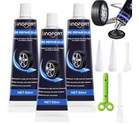 Sinofort 3Pcs Colle Pneu Voiture, Colle Meche Pneu, Colle Vulcanisante Pneu, Kit Reparation Pneu Voiture, pour Réparez Rapidement Fissures Trous et Pelage, Pneu Voiture/Moto/vélo/Camion