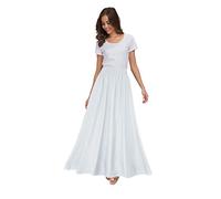 Sinono Jupe Longue rétro en Mousseline de Soie pour Femme, Longueur Cheville, Blanc, Taille M