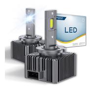 Sinoparcel D1S/D1R LED 6000K Ampoule Ventilée de Phare, Lampe Anti-erreur Homologué au Remplacer Xénon HID pour Voiture, Blanche DC 12V 35W, Lot de 2