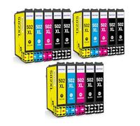 SINOPRINT 502 XL Cartouche Compatible avec Epson 502 502XL Cartouches d'encre Multipack pour Expression Home XP-5100 XP-5105 XP-5150 XP-5155 Workforce WF-2860 WF-2865 WF-2880 WF-2885 DWF(15 Paquets)
