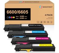 SINOPRINT 6600 6605 Lot de 4 cartouches de toner haute capacité pour imprimante Xerox Phaser 6600 WorkCentre 6605 106R02227 106R02228
