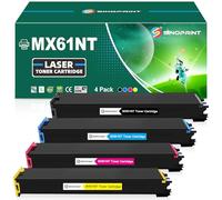 SINOPRINT Lot de 4 cartouches de toner compatibles MX-61NT 61NTBA 61NTCA 61NTMA 61NTYA pour imprimante Sharp MX-2651 MX-3051 MX-3071 MX-3551 MX-3571 MX-4051 MX-4071 (noir, cyan, magenta, jaune)