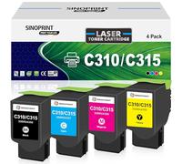 SINOPRINT Lot de 4 cartouches de toner remanufacturées compatibles pour imprimante Xerox C310 C310DNI C310DNIM C315 C315DNI (006R04356 006R04357 006R04358 006R04359-4Packs)