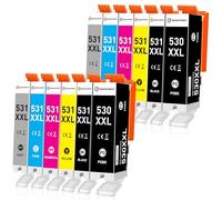 SINOPRINT PGI-530 CLI-531 XXL Compatible Cartouches d'encre pour Canon 530 531 PGI-530 CLI-531 pour Canon TS-8750 TS-8751 TS-8550 TS-8551(12 Pack, 2 PGBK,2 Noir,2 Cyan,2 Magenta,2 Jaune,2 Gray)