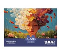 Sinoshow_24085_a_Beautiful_Girl_with_Her_Eyes_Closed_is_Sitting_4dbc5cfa-4051-43f2-8156-e468c822ee5d_1 1000 Pièces Puzzles Difficile, Dur, Quasi Impossible Puzzle, Cadeau De Noël Aux Images Éclatante