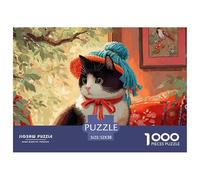 Sinoshow_24085_a_Black_and_White_Cat_Wearing_an_Hat_with_Blue_y_e1563ca8-5fa6-4f10-8b4b-e182fc6442be_1 1000 Pièces Casse-tête Stimulant Et Éducatif Puzzle, Jouets Éducatifs Uniques Et Stimulants,Stre