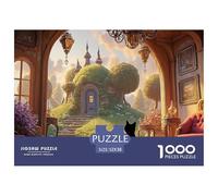 Sinoshow_24085_a_Black_Cat_Sits_on_The_Red_Sofa_in_Front_of_an__cfd44ed2-2a94-4b15-8f27-138bceaca88c_3 1000 Pièces Casse-tête Stimulant Et Éducatif Puzzle, Jeu Familial Anti-Stress, Cadeaux D'anniver