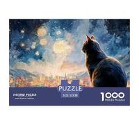 Sinoshow_24085_a_Black_Cat_Watching_The_Night_Sky_Van_Gogh_Styl_1b631be2-f203-4bd1-9340-f07b44859fc8_2 1000 Pièces Casse-tête Difficile, Dur, Quasi Impossible Puzzle, Cadeau De Noël Aux Images Éclata