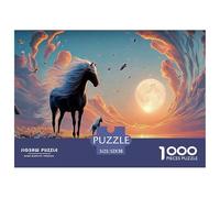 Sinoshow_24085_a_Black_Horse_with_a_White_Mane_and_a_Baby_Stand_f8e43966-69c8-4392-9e70-104a937fd486_2 1000 Pièces Puzzles Difficile, Dur, Quasi Impossible Puzzle, Jeu Familial Anti-Stress, Cadeaux D