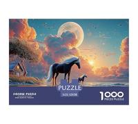 Sinoshow_24085_a_Black_Horse_with_a_White_Mane_and_a_Baby_Stand_f8e43966-69c8-4392-9e70-104a937fd486_1 1000 Pièces Puzzles Difficile, Dur, Quasi Impossible Jeu De Puzzle, Jeu Familial Anti-Stress, Jo