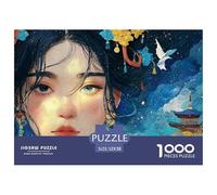 Sinoshow_24085_a_Close-up_of_The_Face_a_Beautiful_Girl_with_Bla_d9ff744e-92d4-4338-83b5-3f5f8617ded3_1 1000 Pièces Casse-tête Stimulant Et Éducatif Puzzle, Jeu Familial Anti-Stress, Cadeaux D'anniver