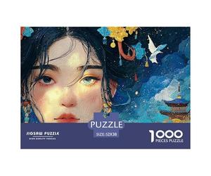 Sinoshow_24085_a_Close-up_of_The_Face_a_Beautiful_Girl_with_Bla_d9ff744e-92d4-4338-83b5-3f5f8617ded3_1 1000 Pièces Casse-tête Stimulant Et Éducatif Puzzle, Jeu Familial Anti-Stress, Cadeaux D'anniver