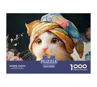 Sinoshow_24085_a_Cute_Cat_Wearing_a_Yellow_Floral_Headscarf_in__2aaefe68-265e-4dd9-bf2e-db5136f6f640_2 1000 Pièces Casse-tête Stimulant Et Éducatif Puzzle, Jouets Éducatifs Uniques Et Stimulants,Stre