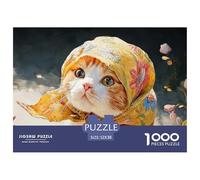 Sinoshow_24085_a_Cute_Cat_Wearing_a_Yellow_Floral_Headscarf_in__2aaefe68-265e-4dd9-bf2e-db5136f6f640_1 1000 Pièces Casse-tête Difficile, Dur, Quasi Impossible Jeu De Puzzle, Cadeau De Noël Aux Images