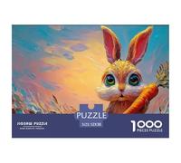 Sinoshow_24085_a_Cute_Rabbit_with_Green_Eyes_is_Holding_up_an_o_1fd98268-ff25-4b67-9ea8-37a9a77f21e1_2 1000 Pièces Puzzles Difficile, Dur, Quasi Impossible Puzzle, Jouets Éducatifs Uniques Et Stimula