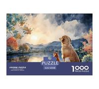 Sinoshow_24085_a_Golden_Retriever_Dog_and_an_Orange_Cat_Sitting_9b8dc49b-018e-43ef-a699-341835978be7_2 1000 Pièces Casse-tête Difficile, Dur, Quasi Impossible Puzzle, Jouets Éducatifs Uniques Et Stim