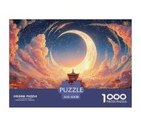 Sinoshow_24085_a_Large_Orange_Moon_in_The_Sky_Surrounded_by_cre_61b48082-d670-44a9-9b68-433e80e943d4_4 1000 Pièces Casse-tête Stimulant Et Éducatif Puzzle, Cadeau De Noël Aux Images Éclatantes, Cadea