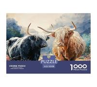 Sinoshow_24085_a_Pair_of_Highland_Cows_One_Black_with_White_hor_ee8d9d23-d35c-4d51-a7de-06409677639b_3 1000 Pièces Casse-tête Stimulant Et Éducatif Puzzle, Jeu Familial Anti-Stress, Jouets Familiaux