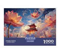 Sinoshow_24085_a_Vibrant_Painting_of_Pink_Lotus_Flowers_and_GRE_13d16ea0-3e07-466d-93a1-34dad0b1ca79_3 1000 Pièces Casse-tête Difficile, Dur, Quasi Impossible Jeu De Puzzle, Cadeau De Noël Aux Images