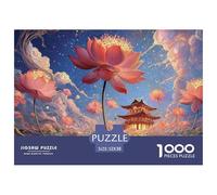 Sinoshow_24085_a_Vibrant_Painting_of_Pink_Lotus_Flowers_and_GRE_13d16ea0-3e07-466d-93a1-34dad0b1ca79_2 1000 Pièces Casse-tête Difficile, Dur, Quasi Impossible Puzzle, Cadeau De Noël Aux Images Éclata