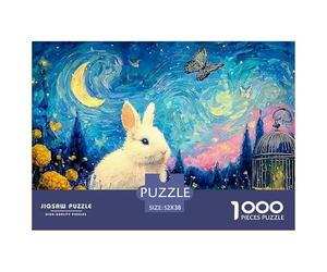 Sinoshow_24085_a_White_Baby_Bunny_with_Flowers_a_Butterfly_and__18b82c83-fecb-4a8f-bfd5-9bf137b9669b_4 1000 Pièces Casse-tête Amusant, Stimulant Et Cérébral Puzzle, Cadeau De Noël Aux Images Éclatant