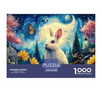 Sinoshow_24085_a_White_Baby_Bunny_with_Flowers_a_Butterfly_and__ecb61458-15d4-4a4c-9458-81c43f750006_1 1000 Pièces Puzzles Difficile, Dur, Quasi Impossible Puzzle, Jeu Familial Anti-Stress, Jouets FA