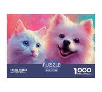Sinoshow_24085_a_White_Cat_and_a_Fluffy_Dog_Happy_Expressions_a_0f541e22-5e9c-44dc-8a9c-524af10cce9c_4 1000 Pièces Casse-tête Stimulant Et Éducatif Puzzle, Jouets Éducatifs Uniques Et Stimulants,Stre