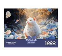 Sinoshow_24085_a_White_Cat_Surrounded_by_Blue_Feathers_with_gol_fa82b656-4c67-4909-b9fd-4311fe498ecd_2 1000 Pièces Casse-tête Stimulant Et Éducatif Jeu De Puzzle, Jouets Éducatifs Uniques Et Stimulan